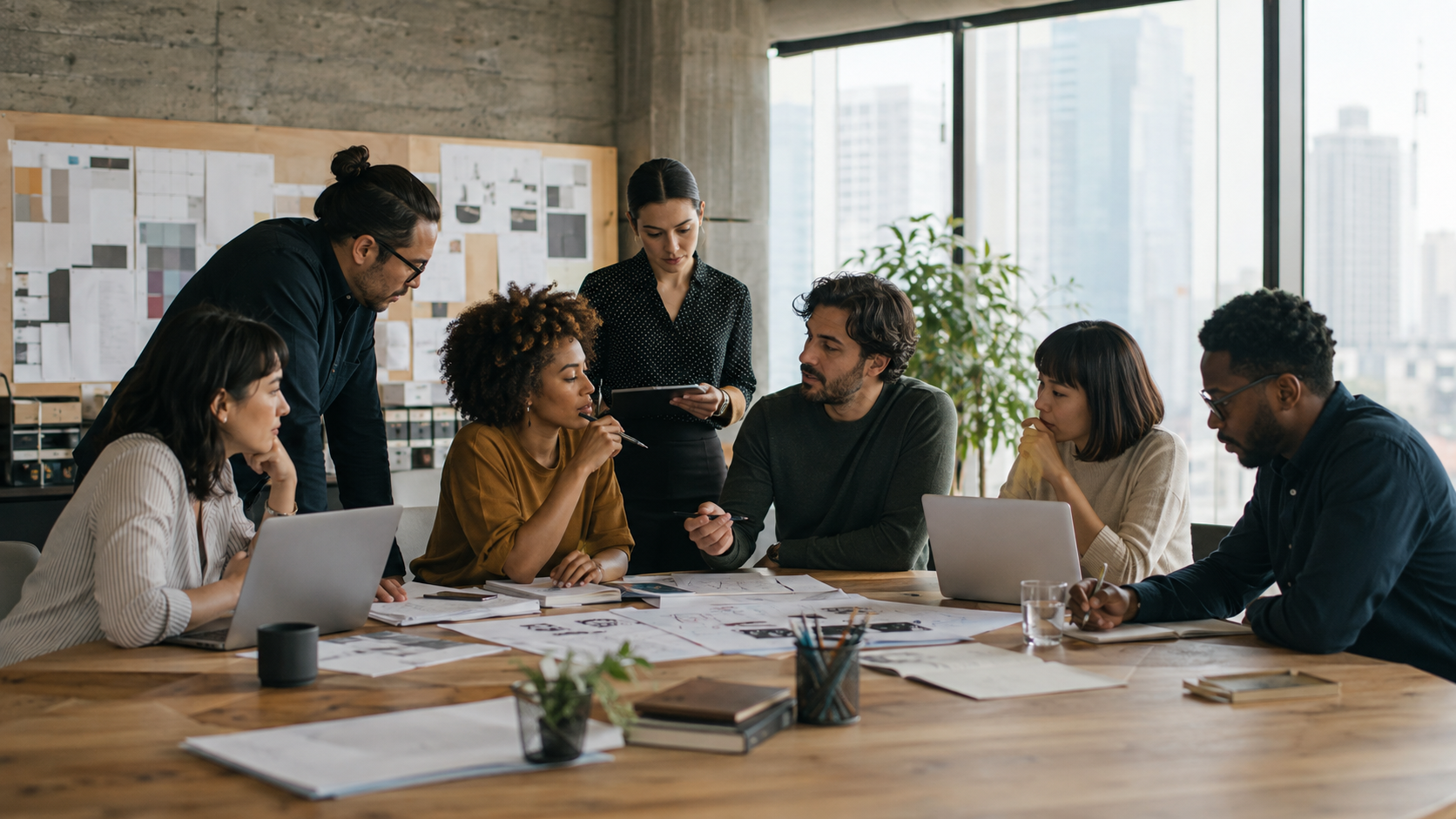 Une équipe d’entrepreneurs de différentes origines réunie autour d’une table de travail